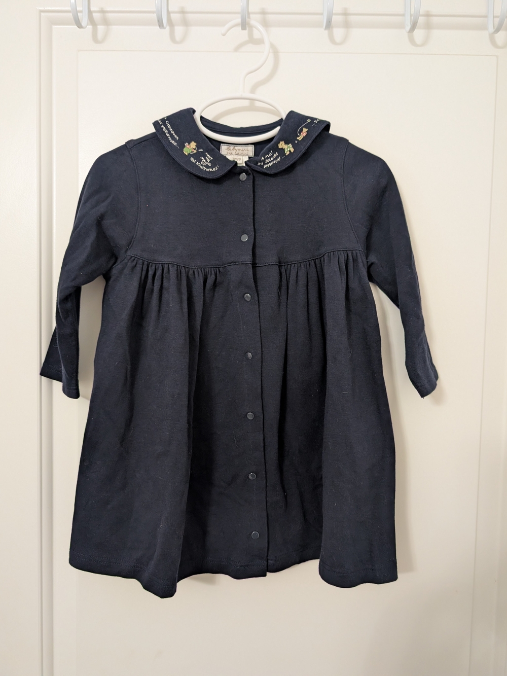 Baby Mini Par Catimini 18M Navy Bear Sailor Collar Dress French Vintage